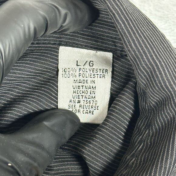 Michael Brandon Shirt Men’s Large Short Sleeve Button Down Black‎ Stripped Shirt - Picture 3 of 12